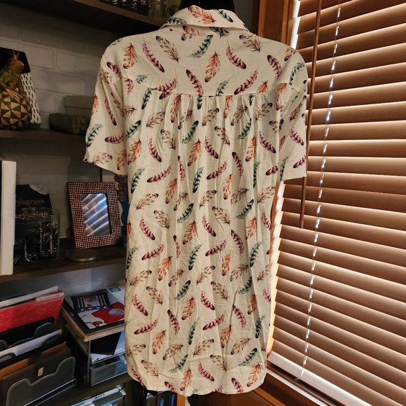 Boho Feather Print Button Down Shirt from Torrid - Picture 2 of 4
